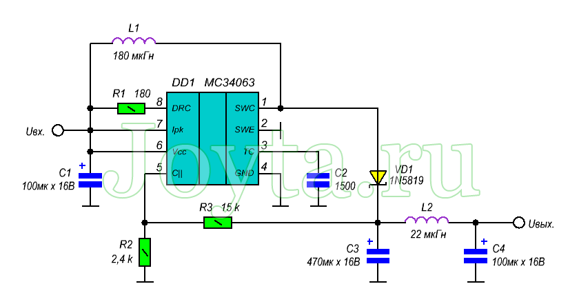 Mc34063 datasheet схема включения