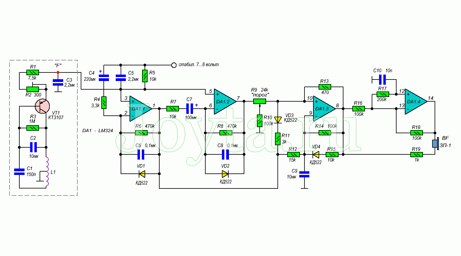 Металлоискатель пират схема lm358