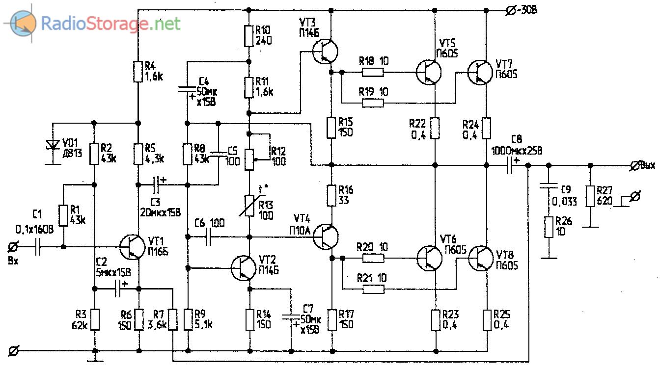 Схема усилителя звуковой частоты на транзисторах