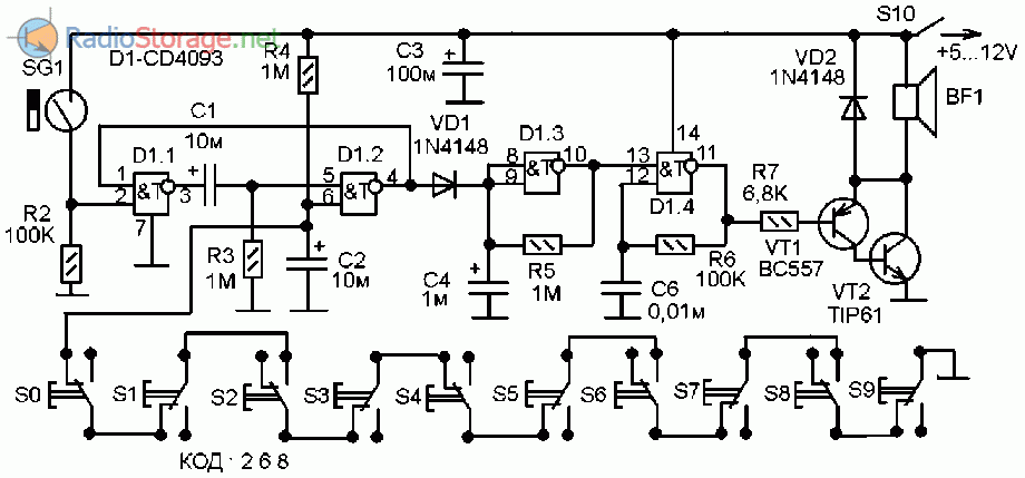 Hef4093bp схема подключения