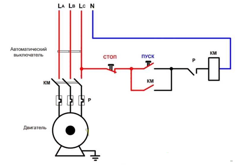 Схема подключения трехфазной кнопки